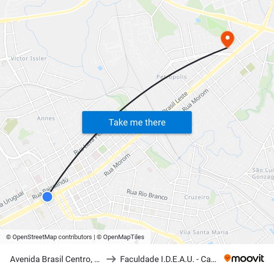 Avenida Brasil Centro, 773 - Upf Idiomas to Faculdade I.D.E.A.U. - Campus Passo Fundo map