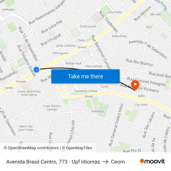 Avenida Brasil Centro, 773 - Upf Idiomas to Ceom map