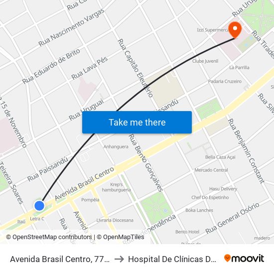 Avenida Brasil Centro, 773 - Upf Idiomas to Hospital De Clínicas De Passo Fundo map