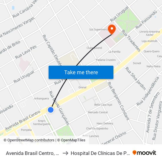 Avenida Brasil Centro, 7861-7969 to Hospital De Clínicas De Passo Fundo map