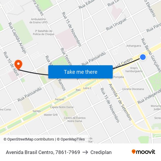 Avenida Brasil Centro, 7861-7969 to Crediplan map