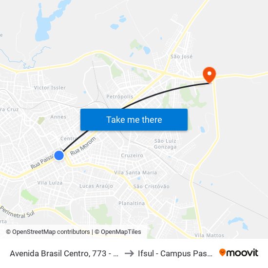 Avenida Brasil Centro, 773 - Upf Idiomas to Ifsul - Campus Passo Fundo map