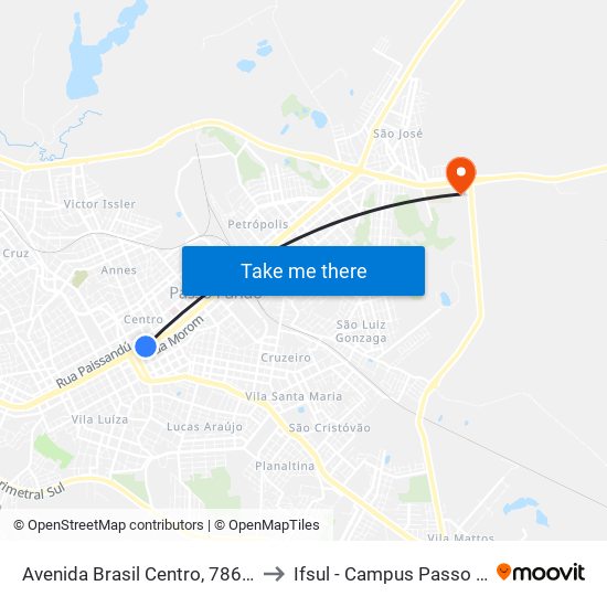 Avenida Brasil Centro, 7861-7969 to Ifsul - Campus Passo Fundo map