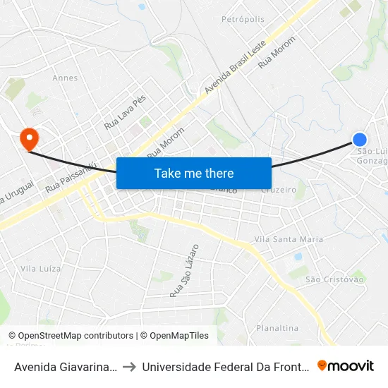 Avenida Giavarina, 351 to Universidade Federal Da Fronteira Sul map