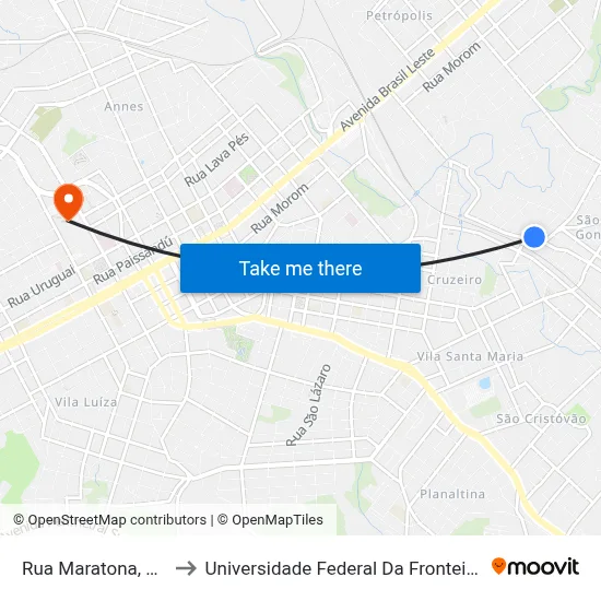 Rua Maratona, 1-95 to Universidade Federal Da Fronteira Sul map