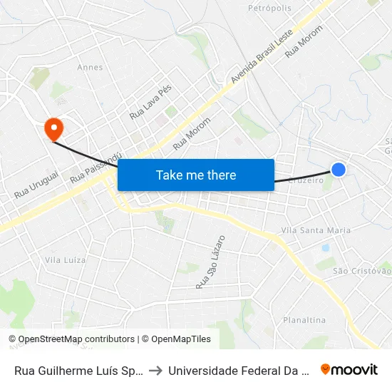 Rua Guilherme Luís Sperry, 21-41 to Universidade Federal Da Fronteira Sul map