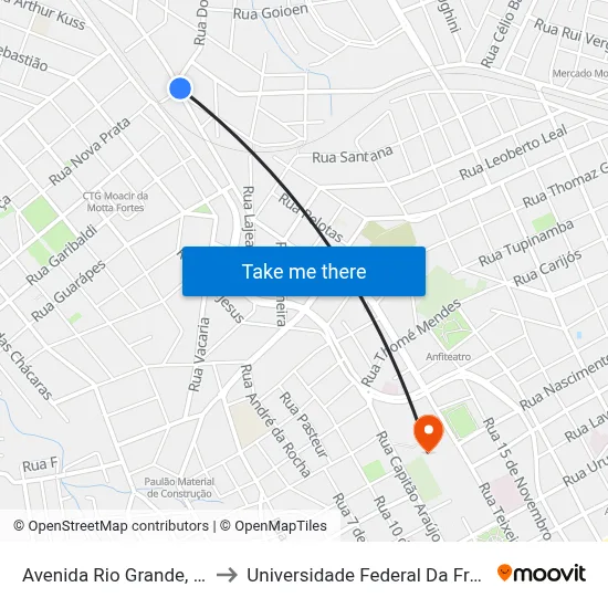 Avenida Rio Grande, 620-634 to Universidade Federal Da Fronteira Sul map