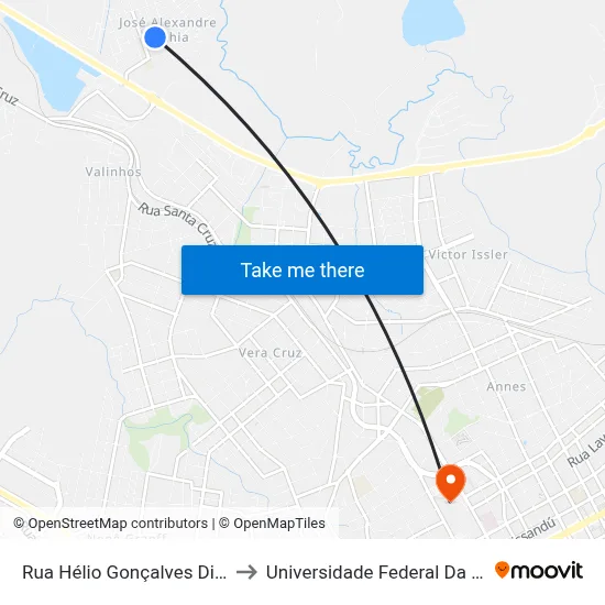 Rua Hélio Gonçalves Dias, 432-480 to Universidade Federal Da Fronteira Sul map