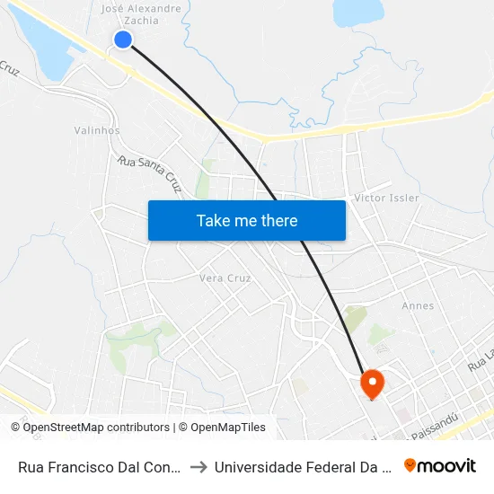 Rua Francisco Dal Conte, 441-503 to Universidade Federal Da Fronteira Sul map