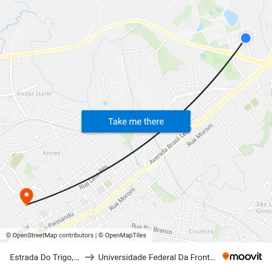 Estrada Do Trigo, 2-76 to Universidade Federal Da Fronteira Sul map