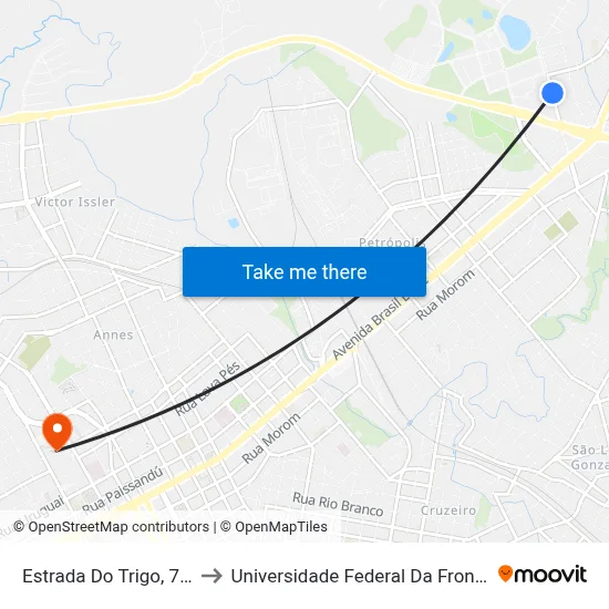 Estrada Do Trigo, 78-152 to Universidade Federal Da Fronteira Sul map