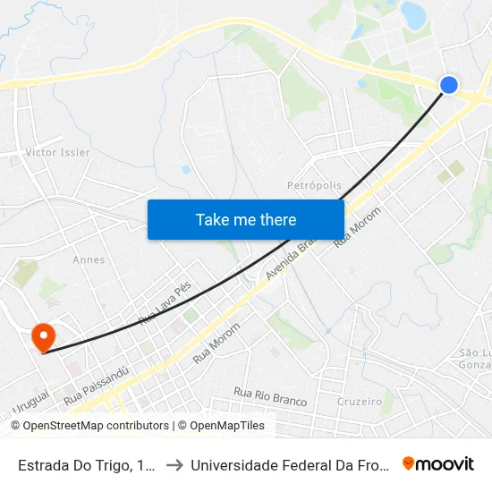 Estrada Do Trigo, 153-309 to Universidade Federal Da Fronteira Sul map