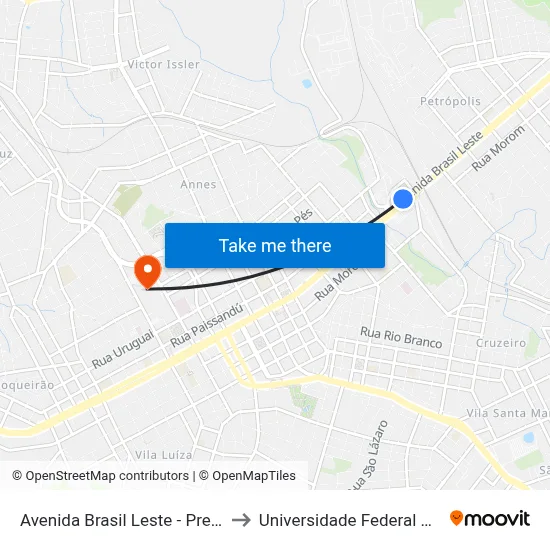 Avenida Brasil Leste - Prefeitura / Coleurb to Universidade Federal Da Fronteira Sul map