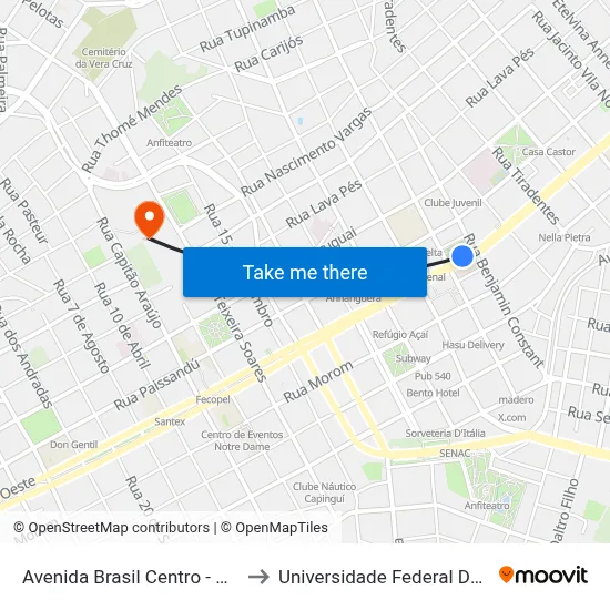 Avenida Brasil Centro - Praça Tochetto to Universidade Federal Da Fronteira Sul map