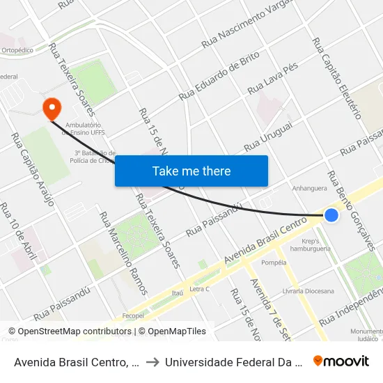 Avenida Brasil Centro, 7861-7969 to Universidade Federal Da Fronteira Sul map