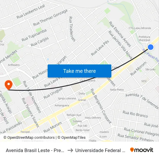 Avenida Brasil Leste - Prefeitura / Bourbon to Universidade Federal Da Fronteira Sul map