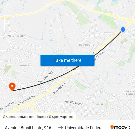 Avenida Brasil Leste, 916-1084 - Stok Center to Universidade Federal Da Fronteira Sul map