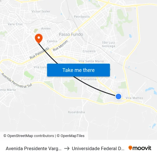 Avenida Presidente Vargas, 4215-4225 to Universidade Federal Da Fronteira Sul map