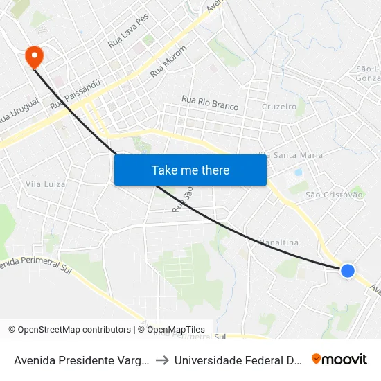 Avenida Presidente Vargas, 3215-3269 to Universidade Federal Da Fronteira Sul map