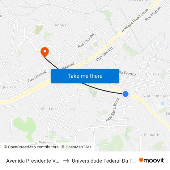 Avenida Presidente Vargas, 777 to Universidade Federal Da Fronteira Sul map