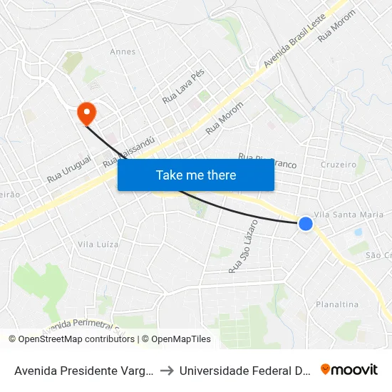 Avenida Presidente Vargas, 1187-1275 to Universidade Federal Da Fronteira Sul map