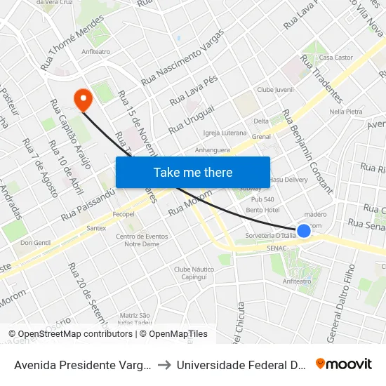 Avenida Presidente Vargas, 2605-2779 to Universidade Federal Da Fronteira Sul map