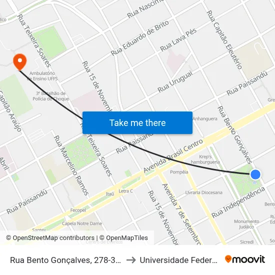 Rua Bento Gonçalves, 278-396 - Praça Mal. Floriano to Universidade Federal Da Fronteira Sul map