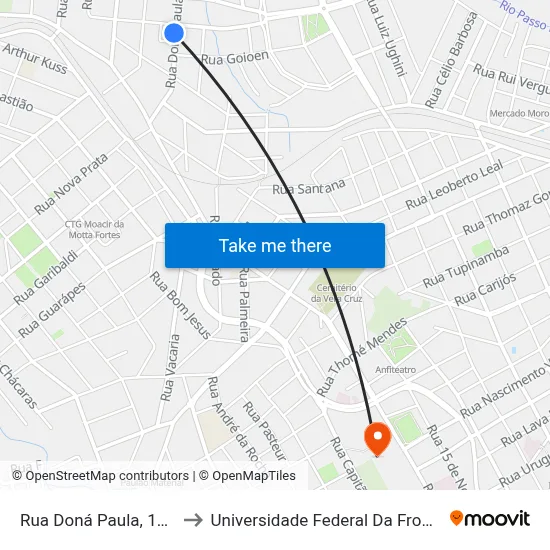 Rua Doná Paula, 141-221 to Universidade Federal Da Fronteira Sul map