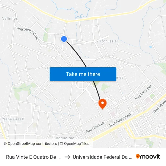 Rua Vinte E Quatro De Agosto, 275 to Universidade Federal Da Fronteira Sul map