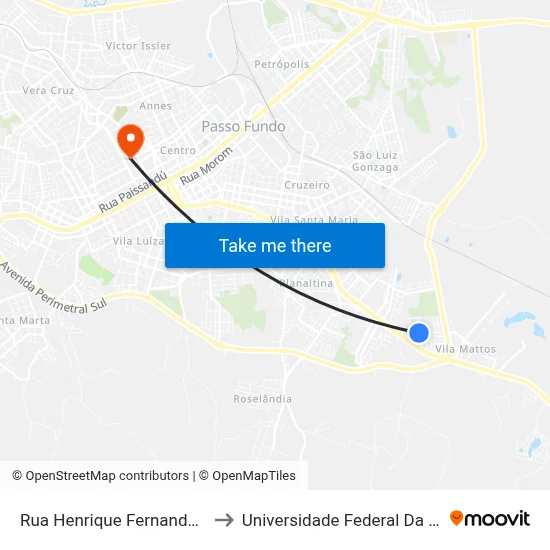 Rua Henrique Fernandes Filho, 196 to Universidade Federal Da Fronteira Sul map