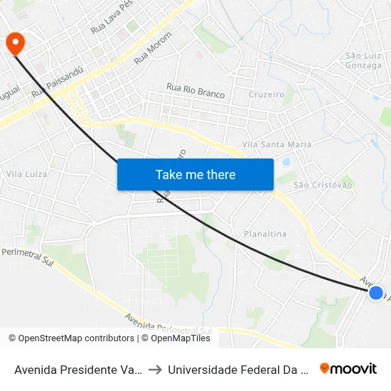 Avenida Presidente Vargas, 3857 to Universidade Federal Da Fronteira Sul map