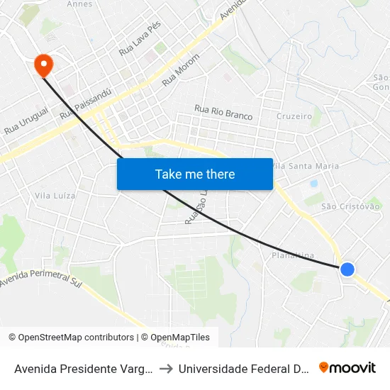 Avenida Presidente Vargas, 2942-3022 to Universidade Federal Da Fronteira Sul map