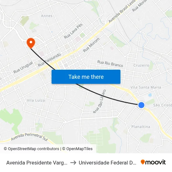 Avenida Presidente Vargas, 1642-1756 to Universidade Federal Da Fronteira Sul map