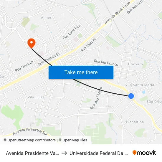 Avenida Presidente Vargas, 1518 to Universidade Federal Da Fronteira Sul map