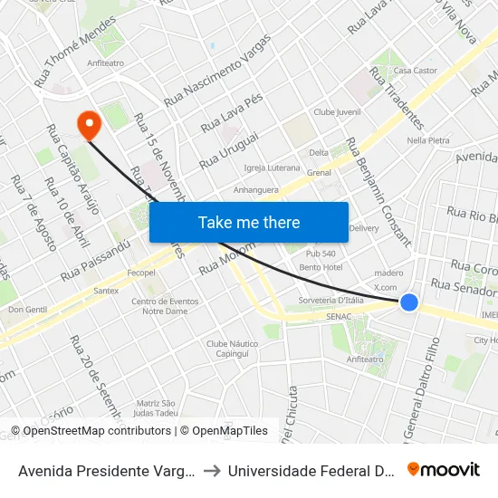 Avenida Presidente Vargas, 7681-7695 to Universidade Federal Da Fronteira Sul map