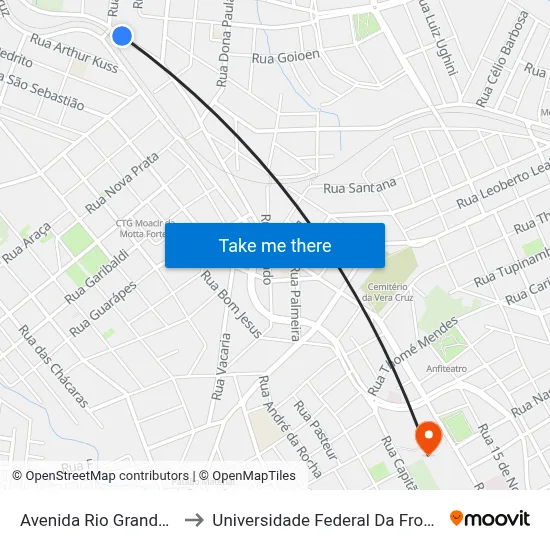 Avenida Rio Grande, 1010 to Universidade Federal Da Fronteira Sul map