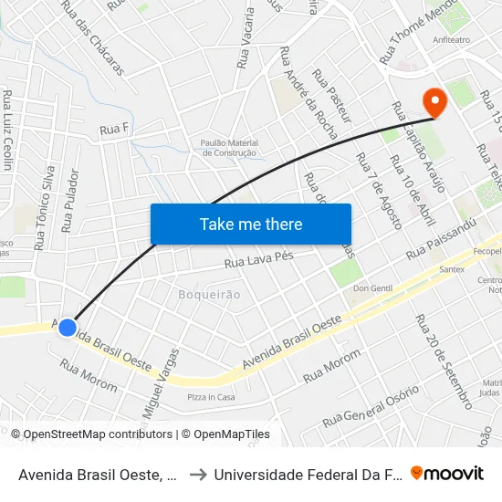 Avenida Brasil Oeste, 4840-4902 to Universidade Federal Da Fronteira Sul map