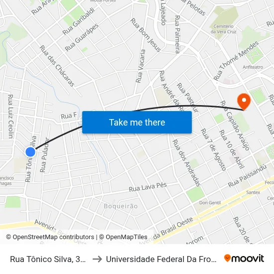 Rua Tônico Silva, 321-389 to Universidade Federal Da Fronteira Sul map