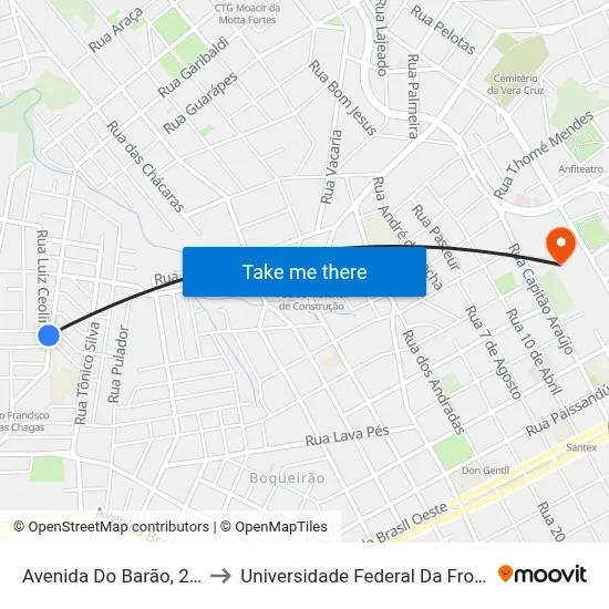 Avenida Do Barão, 288-326 to Universidade Federal Da Fronteira Sul map