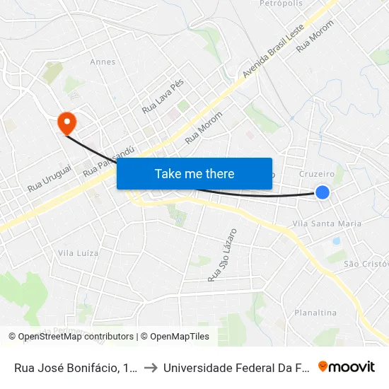 Rua José Bonifácio, 1400-1466 to Universidade Federal Da Fronteira Sul map