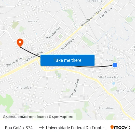 Rua Goiás, 374-510 to Universidade Federal Da Fronteira Sul map