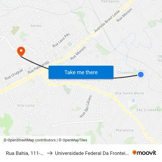Rua Bahia, 111-173 to Universidade Federal Da Fronteira Sul map