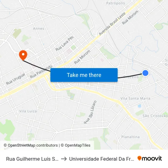 Rua Guilherme Luís Sperry, 20 to Universidade Federal Da Fronteira Sul map