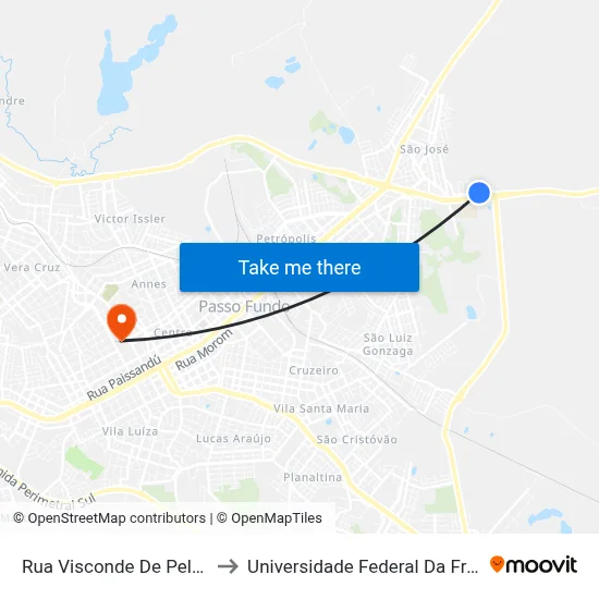 Rua Visconde De Pelotas, 900 to Universidade Federal Da Fronteira Sul map