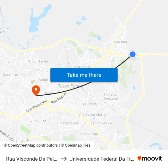 Rua Visconde De Pelotas, 670 to Universidade Federal Da Fronteira Sul map