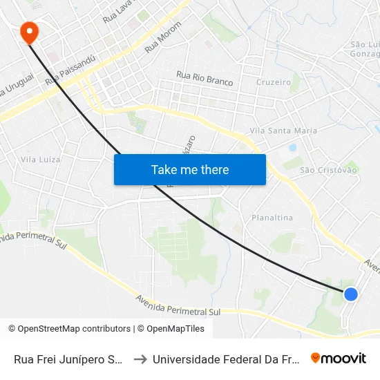 Rua Frei Junípero Serra, 425 to Universidade Federal Da Fronteira Sul map