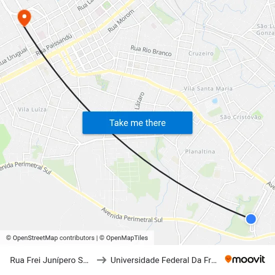 Rua Frei Junípero Serra, 617 to Universidade Federal Da Fronteira Sul map
