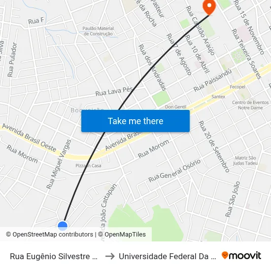 Rua Eugênio Silvestre Zanatta, 406 to Universidade Federal Da Fronteira Sul map