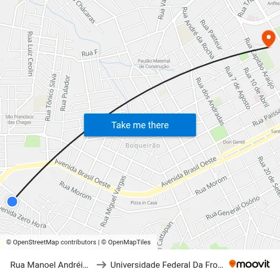 Rua Manoel Andréis, 2-138 to Universidade Federal Da Fronteira Sul map
