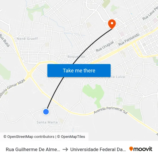 Rua Guilherme De Almeida, 126-184 to Universidade Federal Da Fronteira Sul map